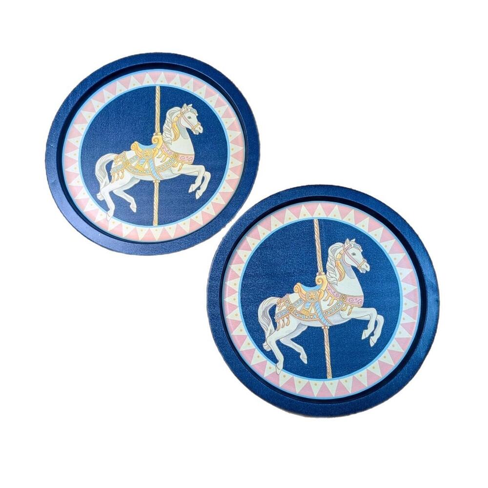 1990 Carousel Horse Tin Decorative Serving Tray by Wang's International